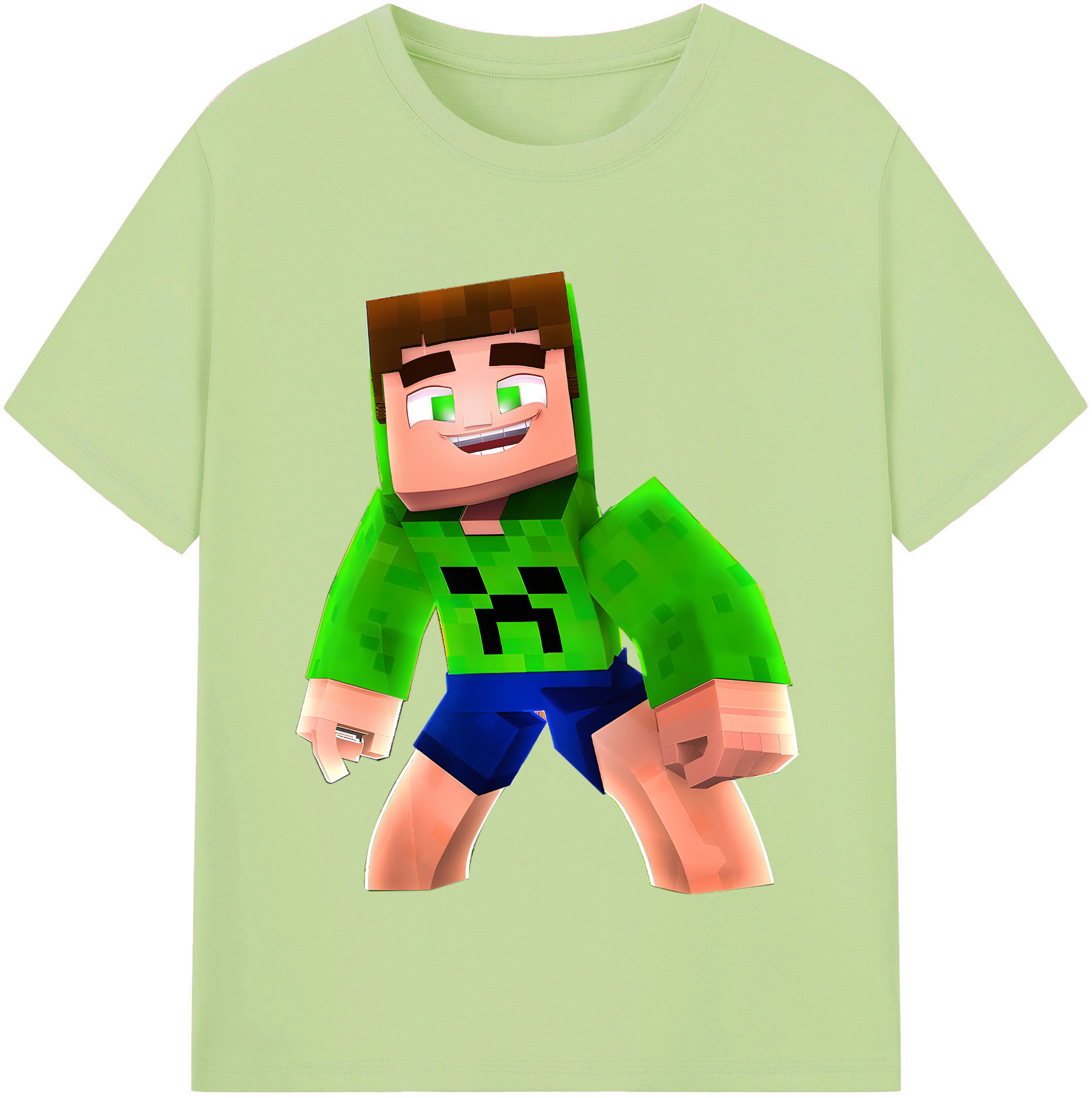 （画像用） マインクラフト ブロックの世界 Minecraft MC Block world 綿100％半袖Tシャツ（フロントプリント）